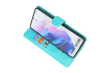 BAOHU Hoesje Geschikt voor de Samsung Galaxy S21 Plus - Kaarthouder Book Case Telefoonhoesje - Groen