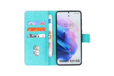 BAOHU Hoesje Geschikt voor de Samsung Galaxy S21 Plus - Kaarthouder Book Case Telefoonhoesje - Groen