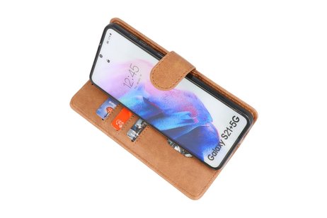 BAOHU Hoesje Geschikt voor de Samsung Galaxy S21 Plus - Kaarthouder Book Case Telefoonhoesje - Bruin