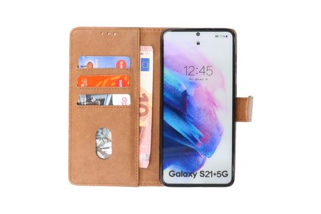 BAOHU Hoesje Geschikt voor de Samsung Galaxy S21 Plus - Kaarthouder Book Case Telefoonhoesje - Bruin