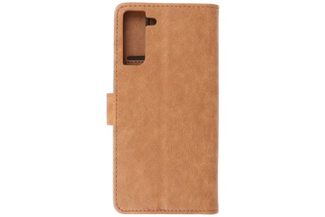 BAOHU Hoesje Geschikt voor de Samsung Galaxy S21 Plus - Kaarthouder Book Case Telefoonhoesje - Bruin