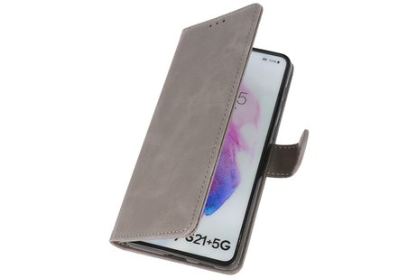 BAOHU Hoesje Geschikt voor de Samsung Galaxy S21 Plus - Kaarthouder Book Case Telefoonhoesje - Grijs