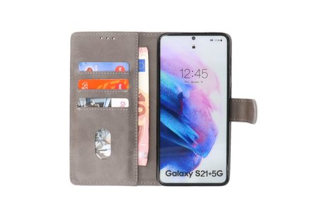 BAOHU Hoesje Geschikt voor de Samsung Galaxy S21 Plus - Kaarthouder Book Case Telefoonhoesje - Grijs