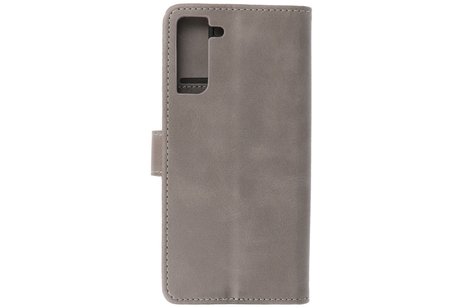BAOHU Hoesje Geschikt voor de Samsung Galaxy S21 Plus - Kaarthouder Book Case Telefoonhoesje - Grijs