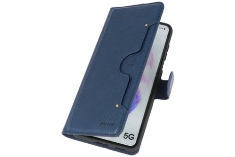 BAOHU KAIYUE - Luxe Portemonnee Hoesje - Pasjeshouder Telefoonhoesje - Wallet Case - Geschikt voor Samsung Galaxy S21 - Navy