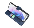 KAIYUE - Luxe Portemonnee Hoesje - Pasjeshouder Telefoonhoesje - Wallet Case - Geschikt voor Samsung Galaxy S21 - Navy