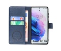 KAIYUE - Luxe Portemonnee Hoesje - Pasjeshouder Telefoonhoesje - Wallet Case - Geschikt voor Samsung Galaxy S21 - Navy