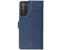 KAIYUE - Luxe Portemonnee Hoesje - Pasjeshouder Telefoonhoesje - Wallet Case - Geschikt voor Samsung Galaxy S21 - Navy