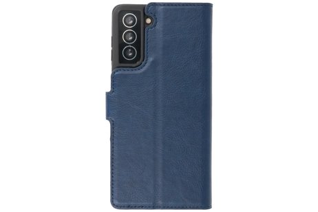 KAIYUE - Luxe Portemonnee Hoesje - Pasjeshouder Telefoonhoesje - Wallet Case - Geschikt voor Samsung Galaxy S21 - Navy