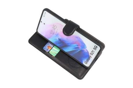 KAIYUE - Luxe Portemonnee Hoesje - Pasjeshouder Telefoonhoesje - Wallet Case - Geschikt voor Samsung Galaxy S21 - Zwart