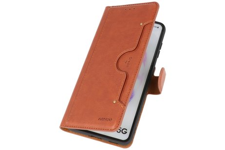 KAIYUE - Luxe Portemonnee Hoesje - Pasjeshouder Telefoonhoesje - Wallet Case - Geschikt voor Samsung Galaxy S21 - Bruin