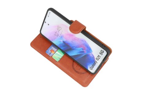 BAOHU KAIYUE - Luxe Portemonnee Hoesje - Pasjeshouder Telefoonhoesje - Wallet Case - Geschikt voor Samsung Galaxy S21 - Bruin