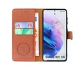 KAIYUE - Luxe Portemonnee Hoesje - Pasjeshouder Telefoonhoesje - Wallet Case - Geschikt voor Samsung Galaxy S21 - Bruin