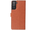 KAIYUE - Luxe Portemonnee Hoesje - Pasjeshouder Telefoonhoesje - Wallet Case - Geschikt voor Samsung Galaxy S21 - Bruin