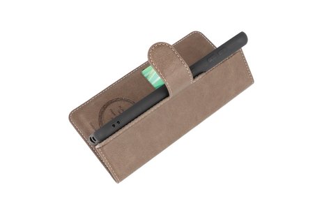 BAOHU KAIYUE - Luxe Portemonnee Hoesje - Pasjeshouder Telefoonhoesje - Wallet Case - Geschikt voor Samsung Galaxy S21 - Grijs