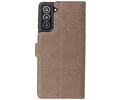 KAIYUE - Luxe Portemonnee Hoesje - Pasjeshouder Telefoonhoesje - Wallet Case - Geschikt voor Samsung Galaxy S21 - Grijs