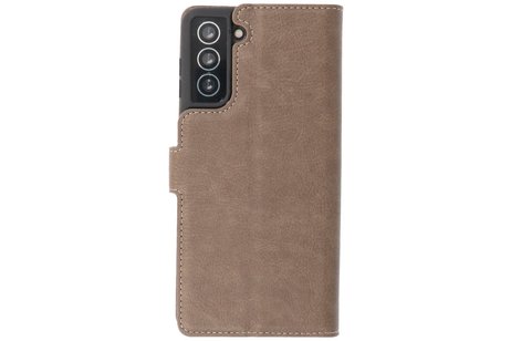 BAOHU KAIYUE - Luxe Portemonnee Hoesje - Pasjeshouder Telefoonhoesje - Wallet Case - Geschikt voor Samsung Galaxy S21 - Grijs