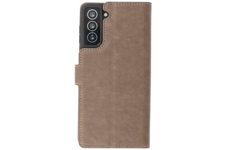 KAIYUE - Luxe Portemonnee Hoesje - Pasjeshouder Telefoonhoesje - Wallet Case - Geschikt voor Samsung Galaxy S21 - Grijs