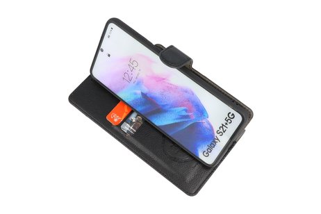 KAIYUE - Luxe Portemonnee Hoesje - Pasjeshouder Telefoonhoesje - Wallet Case - Geschikt voor Samsung Galaxy S21 Plus - Zwart