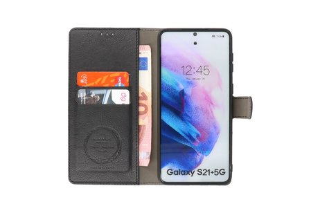 KAIYUE - Luxe Portemonnee Hoesje - Pasjeshouder Telefoonhoesje - Wallet Case - Geschikt voor Samsung Galaxy S21 Plus - Zwart