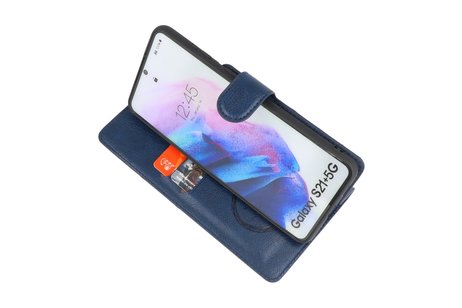 KAIYUE - Luxe Portemonnee Hoesje - Pasjeshouder Telefoonhoesje - Wallet Case - Geschikt voor Samsung Galaxy S21 Plus - Navy