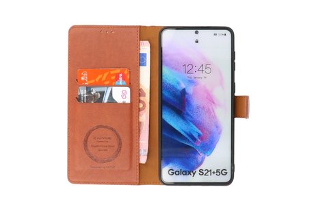 BAOHU KAIYUE - Luxe Portemonnee Hoesje - Pasjeshouder Telefoonhoesje - Wallet Case - Geschikt voor Samsung Galaxy S21 Plus - Bruin