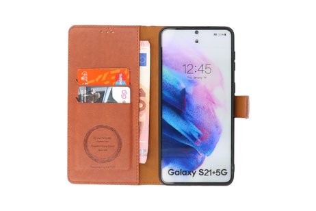 KAIYUE - Luxe Portemonnee Hoesje - Pasjeshouder Telefoonhoesje - Wallet Case - Geschikt voor Samsung Galaxy S21 Plus - Bruin