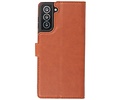 KAIYUE - Luxe Portemonnee Hoesje - Pasjeshouder Telefoonhoesje - Wallet Case - Geschikt voor Samsung Galaxy S21 Plus - Bruin