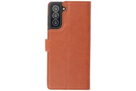 KAIYUE - Luxe Portemonnee Hoesje - Pasjeshouder Telefoonhoesje - Wallet Case - Geschikt voor Samsung Galaxy S21 Plus - Bruin