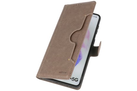 BAOHU KAIYUE - Luxe Portemonnee Hoesje - Pasjeshouder Telefoonhoesje - Wallet Case - Geschikt voor Samsung Galaxy S21 Plus - Grijs