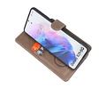 KAIYUE - Luxe Portemonnee Hoesje - Pasjeshouder Telefoonhoesje - Wallet Case - Geschikt voor Samsung Galaxy S21 Plus - Grijs