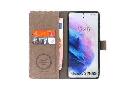 BAOHU KAIYUE - Luxe Portemonnee Hoesje - Pasjeshouder Telefoonhoesje - Wallet Case - Geschikt voor Samsung Galaxy S21 Plus - Grijs