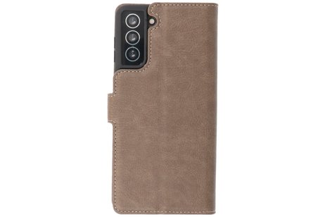 KAIYUE - Luxe Portemonnee Hoesje - Pasjeshouder Telefoonhoesje - Wallet Case - Geschikt voor Samsung Galaxy S21 Plus - Grijs