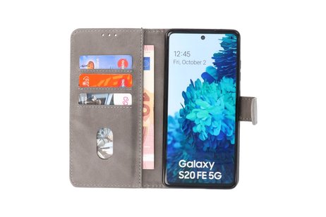 BAOHU Hoesje Geschikt voor de Samsung Galaxy S20 FE - Kaarthouder Book Case Telefoonhoesje - Grijs