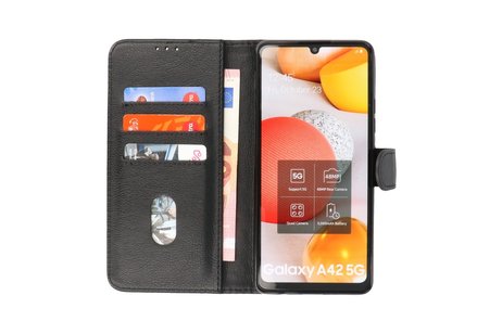 BAOHU Hoesje Geschikt voor Samsung Galaxy A42 5G - Kaarthouder Book Case Telefoonhoesje - Zwart
