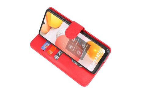 Hoesje Geschikt voor Samsung Galaxy A42 5G - Kaarthouder Book Case Telefoonhoesje - Rood