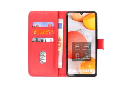 BAOHU Hoesje Geschikt voor Samsung Galaxy A42 5G - Kaarthouder Book Case Telefoonhoesje - Rood