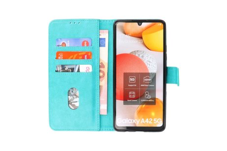 Samsung Galaxy A42 5G Hoesje Kaarthouder Book Case Telefoonhoesje Groen