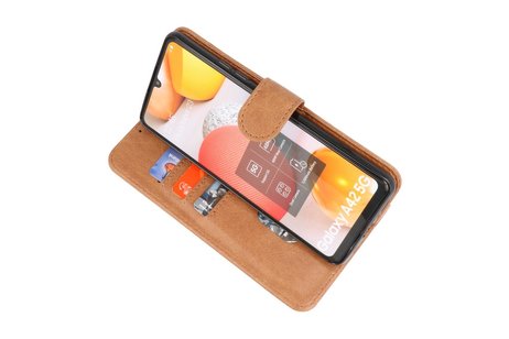 BAOHU Hoesje Geschikt voor Samsung Galaxy A42 5G - Kaarthouder Book Case Telefoonhoesje - Bruin