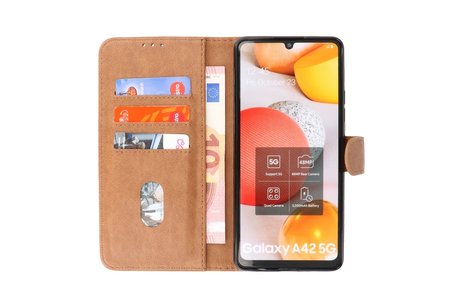 Samsung Galaxy A42 5G Hoesje Kaarthouder Book Case Telefoonhoesje Bruin