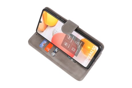 BAOHU Hoesje Geschikt voor Samsung Galaxy A42 5G - Kaarthouder Book Case Telefoonhoesje - Grijs
