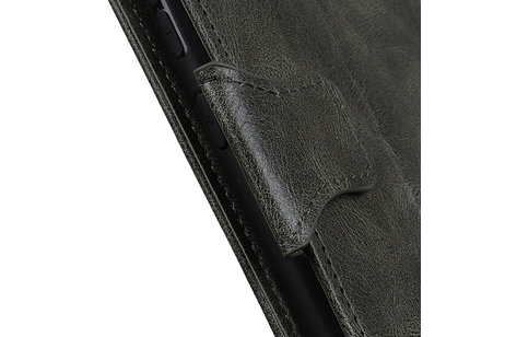BAOHU Zakelijke Book Case Telefoonhoesje Geschikt voor de Samsung Galaxy A72 5G - Portemonnee Hoesje - Pasjeshouder Wallet Case - Donker Groen