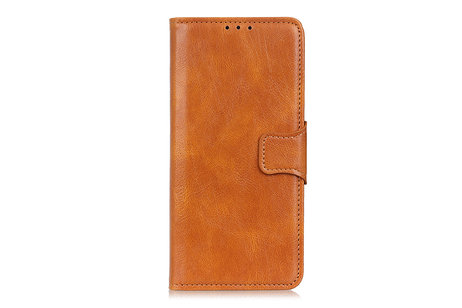 BAOHU Zakelijke Book Case Telefoonhoesje - Portemonnee Hoesje - Pasjeshouder Wallet Case - Geschikt voor Motorola Moto G9 Power - Bruin