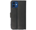 BAOHU 2 in 1 Handmade Lederen Book Case Telefoonhoesje - Leren Portemonnee Hoesje - Wallet Case voor iPhone 12 Mini - Zwart