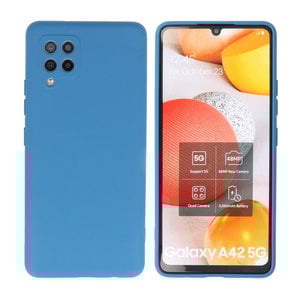 BAOHU Hoesje Geschikt voor de Samsung Galaxy A42 5G - Fashion Color Backcover Telefoonhoesje - Navy