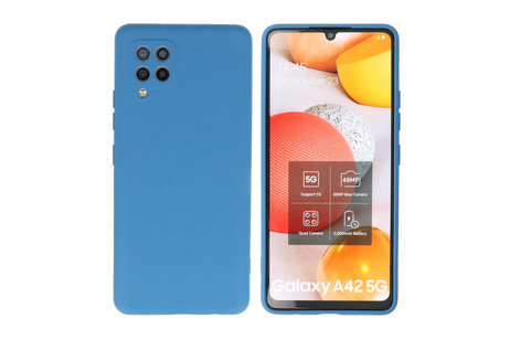 BAOHU Hoesje Geschikt voor de Samsung Galaxy A42 5G - Fashion Color Backcover Telefoonhoesje - Navy