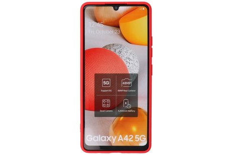 BAOHU Hoesje Geschikt voor de Samsung Galaxy A42 5G - Fashion Color Backcover Telefoonhoesje - Rood