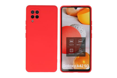 BAOHU Hoesje Geschikt voor de Samsung Galaxy A42 5G - Fashion Color Backcover Telefoonhoesje - Rood