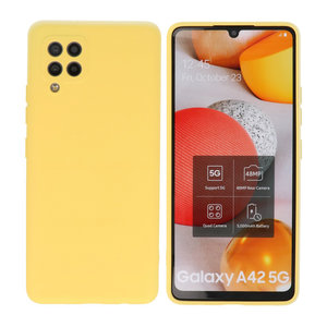 BAOHU Hoesje Geschikt voor de Samsung Galaxy A42 5G - Fashion Color Backcover Telefoonhoesje - Geel