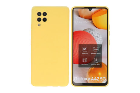 BAOHU Hoesje Geschikt voor de Samsung Galaxy A42 5G - Fashion Color Backcover Telefoonhoesje - Geel